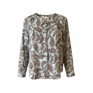 $5 FLASH SALE! Loft Womens Career Blouse in Sage and Gray Paisley, XS